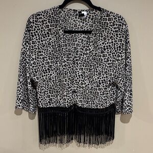 Cheetah fringe boho top